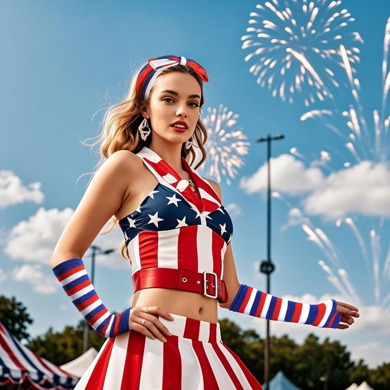 GERINLY Holiday Arm Warmers with Matching Neck Scarf, Festival Arm Sleeve Golves Skinny Scarf - Image 5